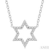 1/10 ctw Star of David Petite Round Cut Diamond Fashion Pendant With Chain in 10K White Gold